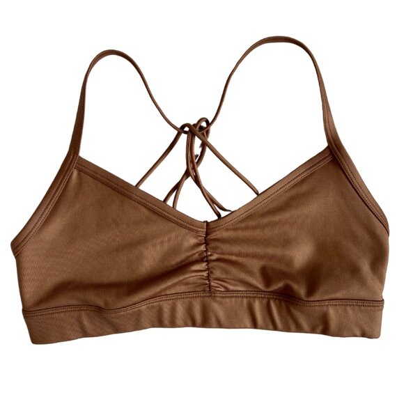 ALO Yoga Bronze Glossy Sunny Strappy Sports Bra Size S - Picture 3 of 5